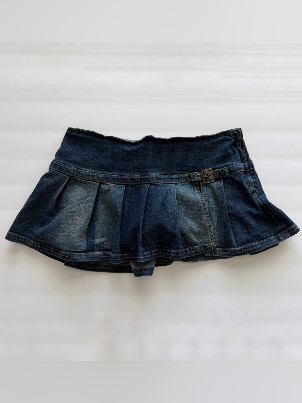 BDG Dark Blue Denim Pleated Skater Mini Skirt Skort